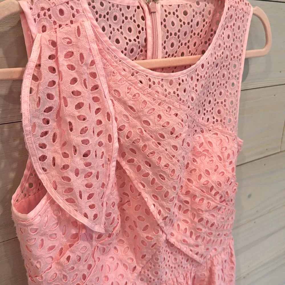 Lilly Pulitzer Diana Pink Eyelet, Pink Tropics Peplum Top, NWT - Picture 6 of 9